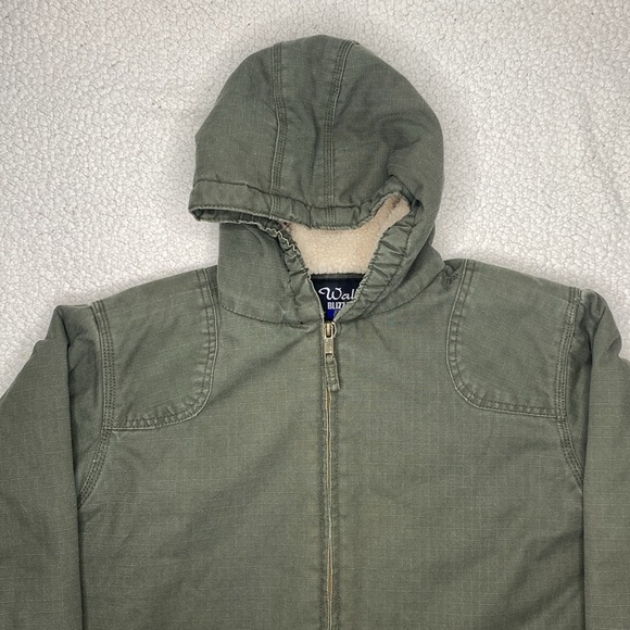 Walls Blizzard PRUF Sherpa Lines Green Canvas Hooded Jacket: Size Extra … - Picture 3 of 10